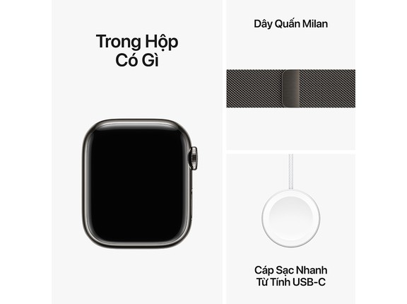 Apple Watch Series 9 GPS + Cellular 41mm Viền thép Dây Milanese thép